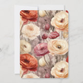 Romantic Burgundy Red Cream Floral Birthday   招待状 (裏面)