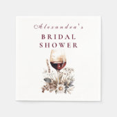 Romantic Burgundy Rose Wine Bridal Shower スタンダードカクテルナプキン (正面)