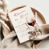 Romantic Burgundy Rose Wine Bridal Shower 招待状