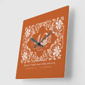 Romantic Burnt Orange Decade 40 Anniversary Floral スクエア壁時計 (傾斜)
