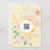 Romantic Butter Yellow Floral QR Code Wedding 招待状 (裏面)