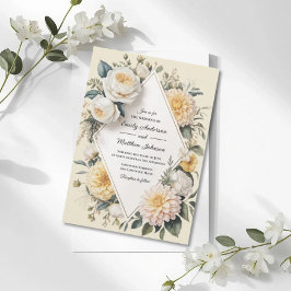 Romantic Butter Yellow Garden Wedding Invitation 招待状