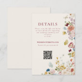 Romantic Butterfly Floral Border Wedding QR Code エンクロージャーカード (正面/裏面)