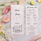 Romantic Café Sketch Wedding Ceremony Program 招待状