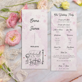 Romantic Café Sketch Wedding Ceremony Program 招待状