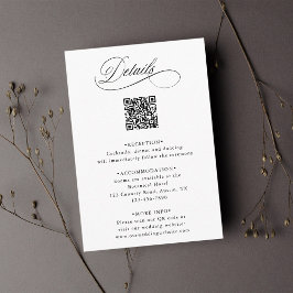 Romantic Calligraphy QR Code Wedding Details エンクロージャーカード