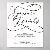 Romantic Calligraphy Signature Drinks Sign ポスター (正面)