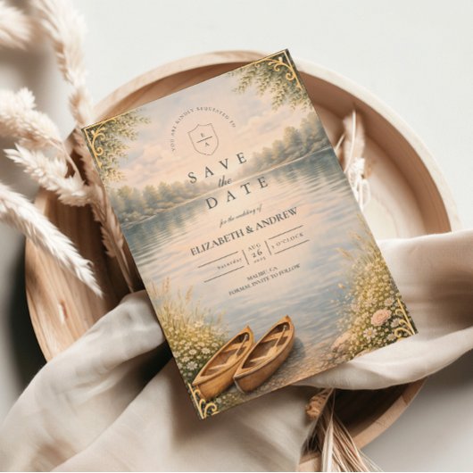 Romantic Canoe Lake Forest Wedding セーブザデート