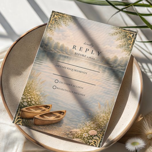 Romantic Canoe Lake Forest Wedding 出欠カード