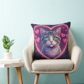 Romantic Cat Lover Gift | Aesthetic Neon Animal クッション (椅子)