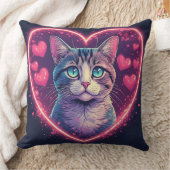 Romantic Cat Lover Gift | Aesthetic Neon Animal クッション (ブランケット)