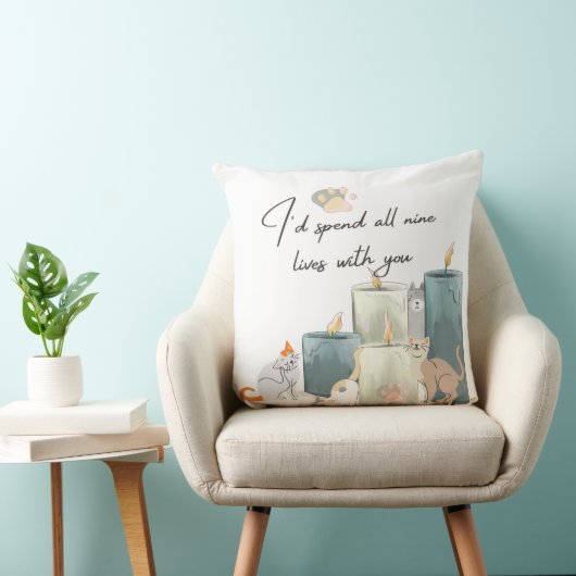 "Romantic Cat-Themed Decorative Pillow Design" クッション (椅子)