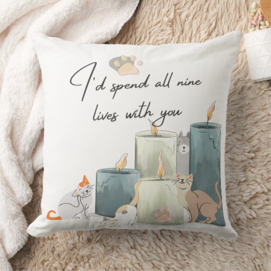 "Romantic Cat-Themed Decorative Pillow Design" クッション (ブランケット)