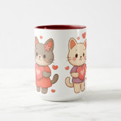 Romantic Cats Heart Ceramic Mug マグカップ (中央)