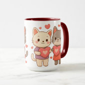 Romantic Cats Heart Ceramic Mug マグカップ (正面右)