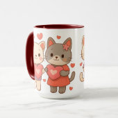 Romantic Cats Heart Ceramic Mug マグカップ (正面左)
