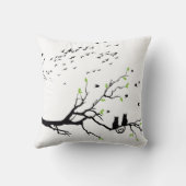 Romantic Cats on Tree Branch Silhouette pillows  クッション (裏面)