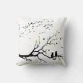 Romantic Cats on Tree Branch Silhouette pillows  クッション (正面)