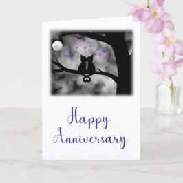 Romantic Cats Under Moon Anniversary Card          カード