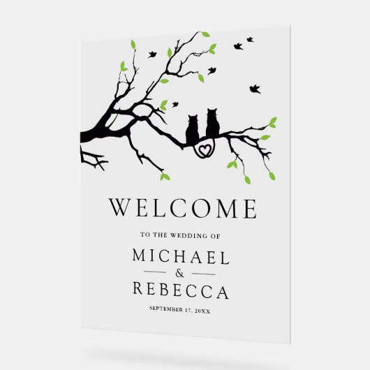 Romantic Cats Wedding Welcome アクリルサイン (傾斜)