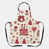Romantic Celebration Doodle Pattern エプロン (正面)