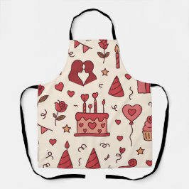 Romantic Celebration Doodle Pattern エプロン