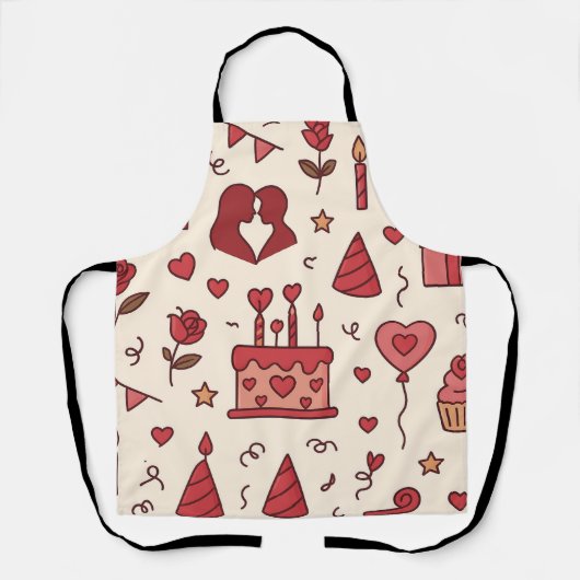 Romantic Celebration Doodle Pattern エプロン (正面)