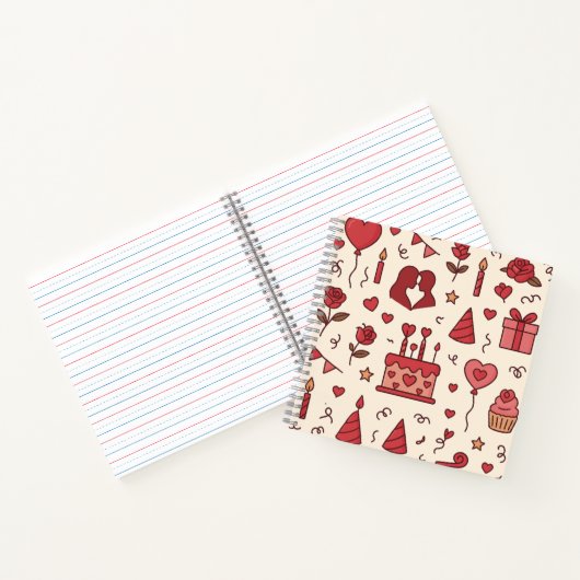 Romantic Celebration Doodle Pattern ノートブック (内部)