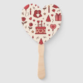 Romantic Celebration Doodle Pattern ハンドファン (裏面)
