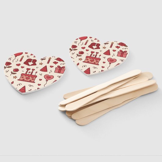 Romantic Celebration Doodle Pattern ハンドファン (組立なし)