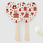 Romantic Celebration Doodle Pattern ハンドファン (正面&裏面)