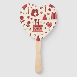 Romantic Celebration Doodle Pattern ハンドファン