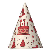 Romantic Celebration Doodle Pattern パーティーハット (正面)