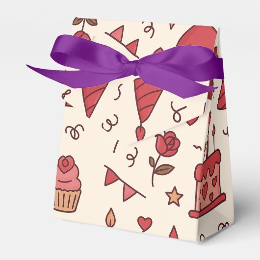 Romantic Celebration Doodle Pattern フェイバーボックス (正面サイド)