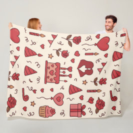 Romantic Celebration Doodle Pattern フリースブランケット