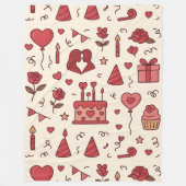 Romantic Celebration Doodle Pattern フリースブランケット (正面)