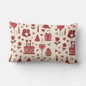 Romantic Celebration Doodle Pattern ランバークッション (裏面)
