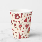 Romantic Celebration Doodle Pattern 紙コップ (右)