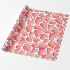 Romantic Celebration Pink Heart Wrapping Paper ラッピングペーパー