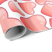 Romantic Celebration Pink Heart Wrapping Paper ラッピングペーパー (ロールコーナー)