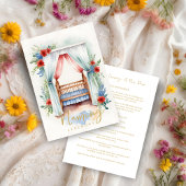 Romantic Cheerful Watercolor Crib Naming Ceremony 招待状