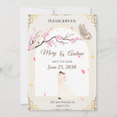 Romantic Cherry Blossom & Butterfly Frame 招待状 (正面)