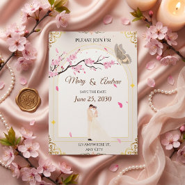 Romantic Cherry Blossom & Butterfly Frame 招待状