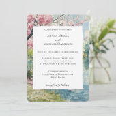 Romantic Cherry Blossom Floral Lake Wedding 招待状 (スタンド正面)