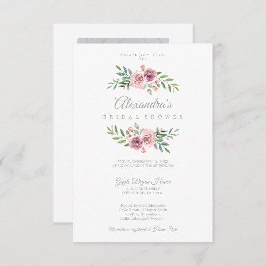 Romantic Chic Floral Garland Photo Bridal Shower (正面/裏面)