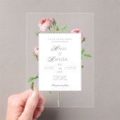 Romantic Chic French Rose Botanical Wedding アクリル招待状 (インサイチュ (ポータブル))