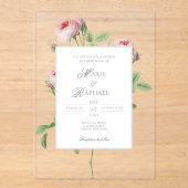 Romantic Chic French Rose Botanical Wedding アクリル招待状 (正面)