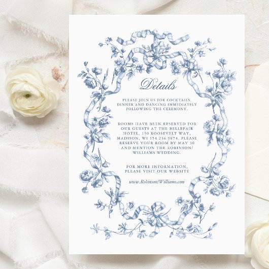 Romantic Chic French Rose Botanical Wedding エンクロージャーカード