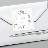 Romantic Chic French Rose Botanical Wedding スクエアシール
