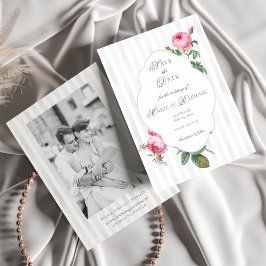 Romantic Chic French Rose Botanical Wedding セーブザデート